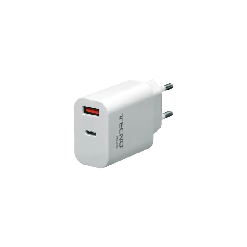 TECNO ALIMENTATORE CARICA RAPIDA TYPE C / USB 20W 3A BIANCO TC-883