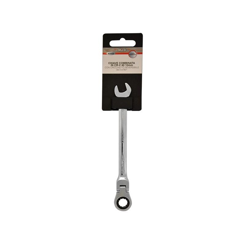 Kombo Chiave Combinata in CR-V da 10 mm con Occhiello da 10 Orientabile