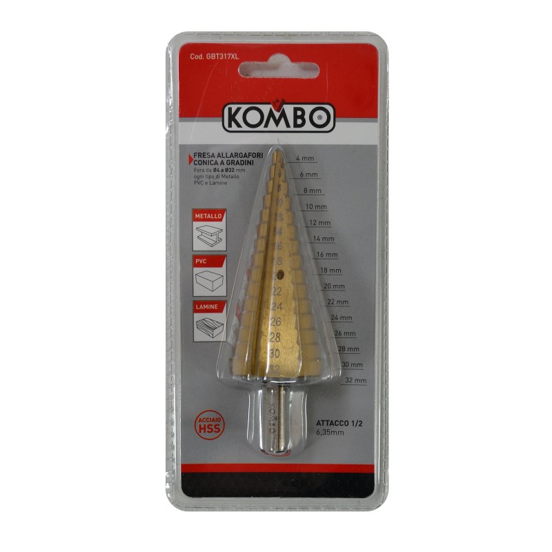 Kombo Fresa allarga fori conica a gradini 4-32mm